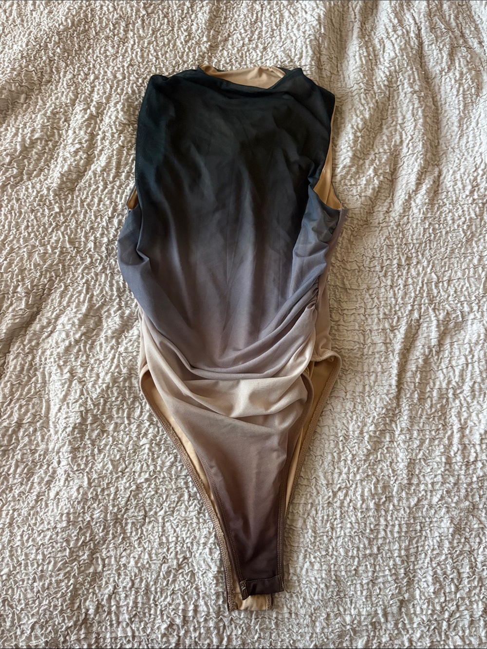 SHEIN Black to Beige Ombre High-Cut Sleeveless Bodysuit